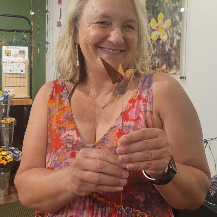 Clever Goods by Annabelle Noel Designs - Wholesale Garden/Lawn Stake - Medium Natural Copper Hummingbirds3