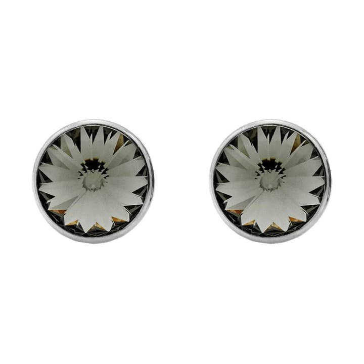 Orecchini a bottone Basic 9mm cerchio cristallo in Argento placcato rodio per la vendita all'ingrosso da parte di Victoria Cruz