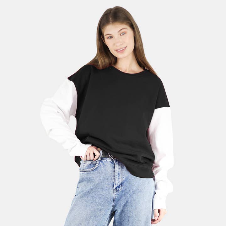 Camisola de Mulher Artyska com Padrão de Blocos de Cor Oversized por atacado de Artyska