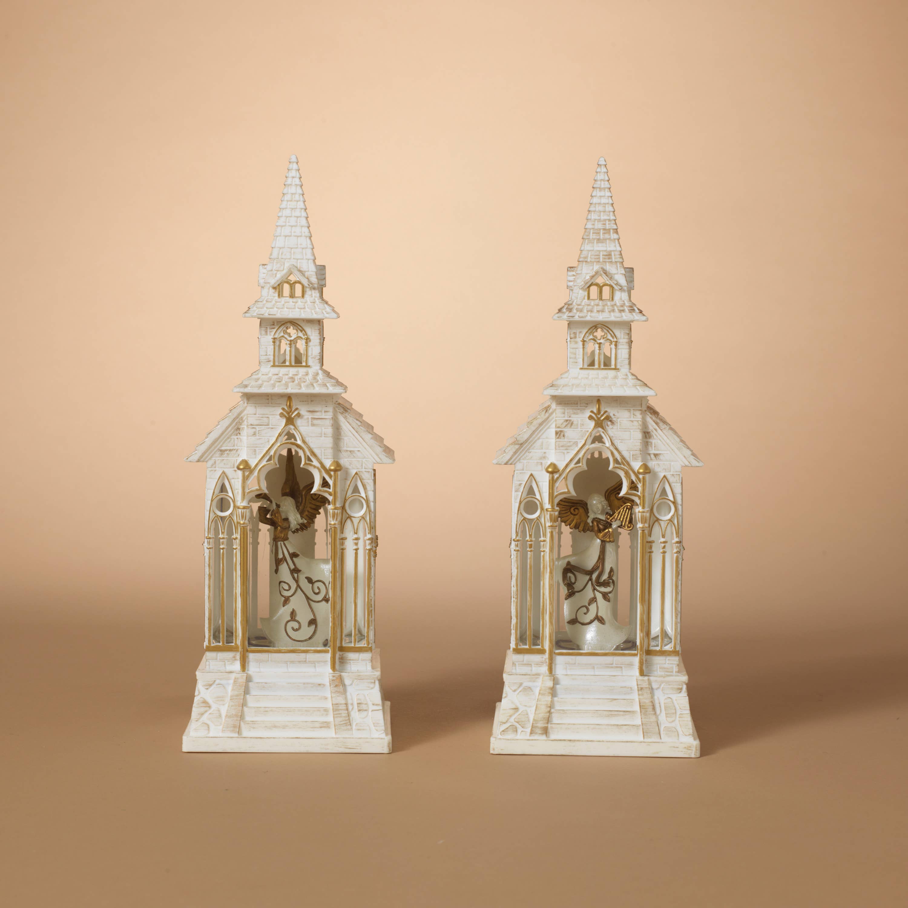 The Gerson Companies - Wholesale Decorative Tabletop Object - Promos 13"H B/O Lighted Spinning Water Globe Church w/ Angel1