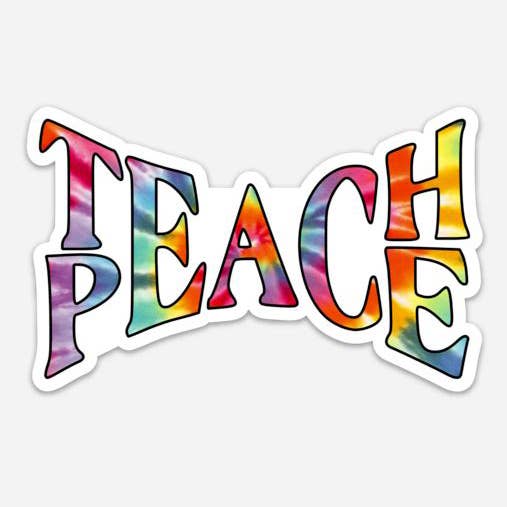 Teach Peace 5" Tie Dye Bumper Sticker for wholesale by Minglewood Trading