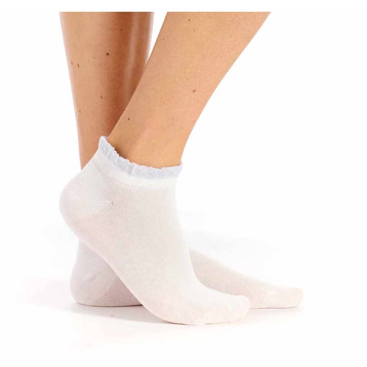 Lurex-trimmed organic cotton ankle sock for wholesale by FIL DE JOUR