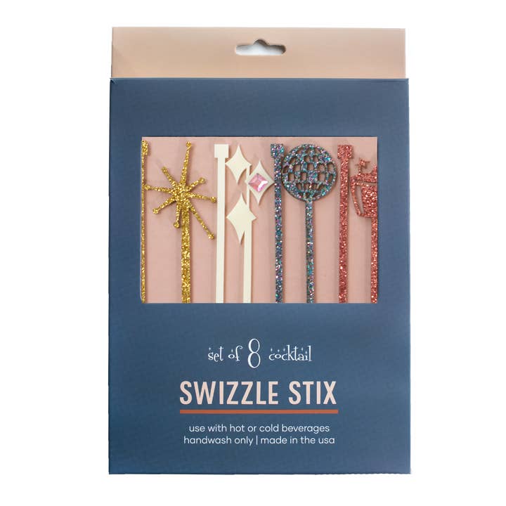 Mod Lounge Paper Company - Wholesale Drink Stirrer - Champagne Glitter Acrylic Beverage Mixing Swizzle Stix