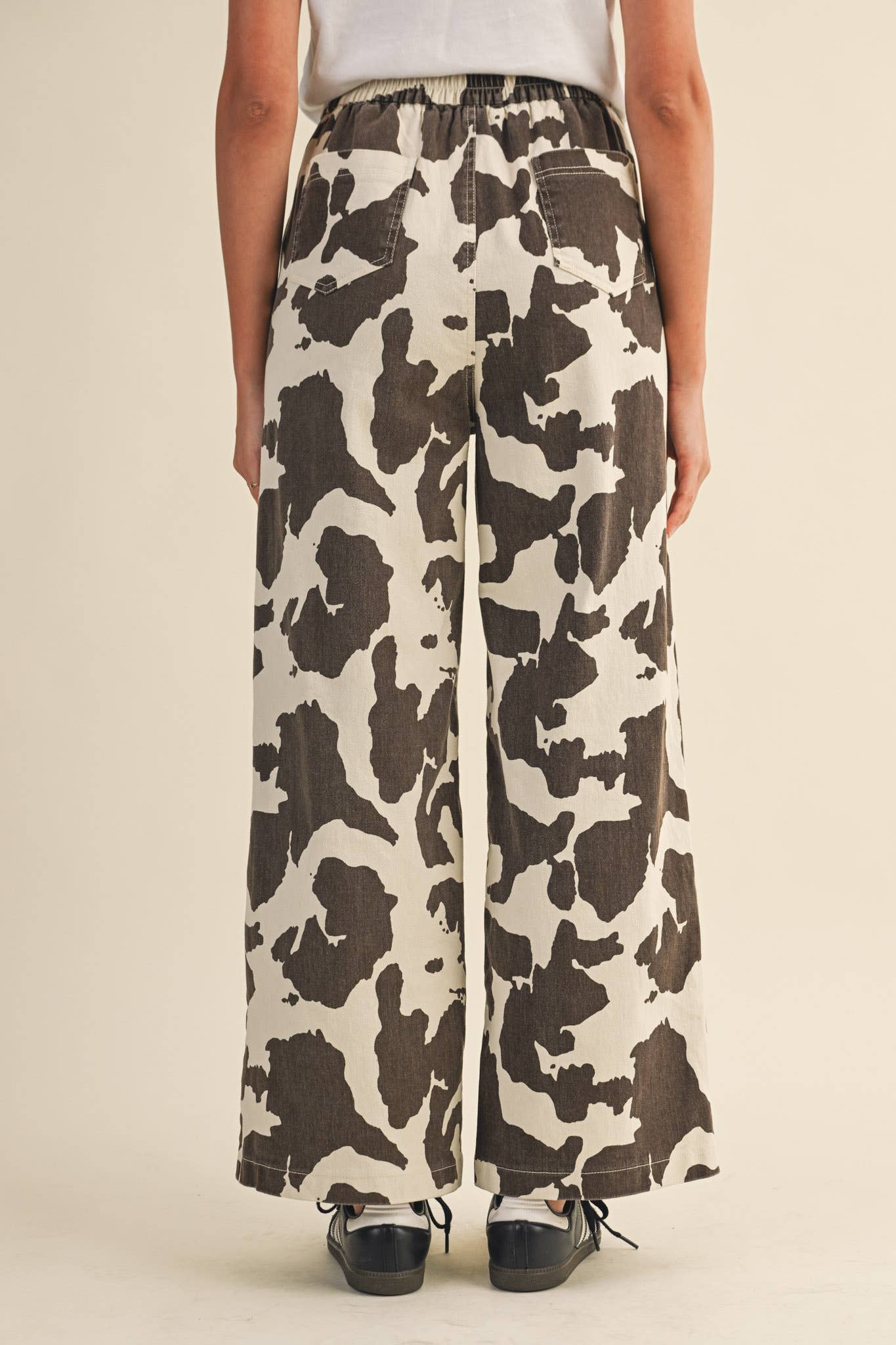 COW PRINT HIGH WAIST WIDE LEG PANTS MP4105 for wholesale on Faire8