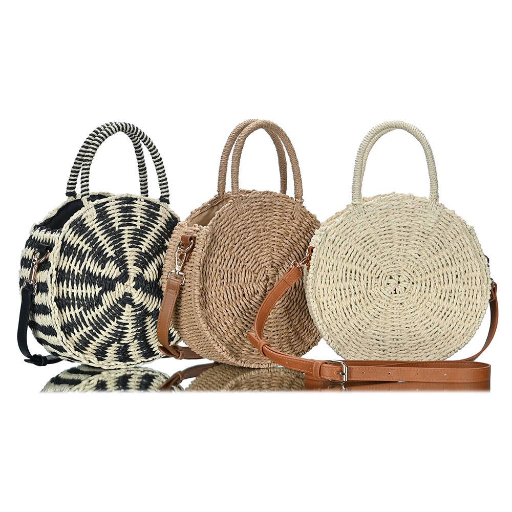 Sensibling Corp. - Venta al por mayor Bolso con asas - Mujer - Bolso bandolera redondo de paja con asa superior10