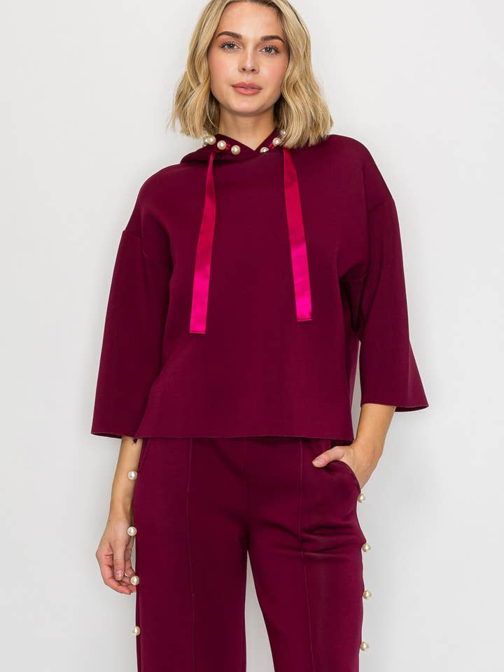 Sweat à capuche Francine French Scuba Pearl pour la vente par Joh Apparel