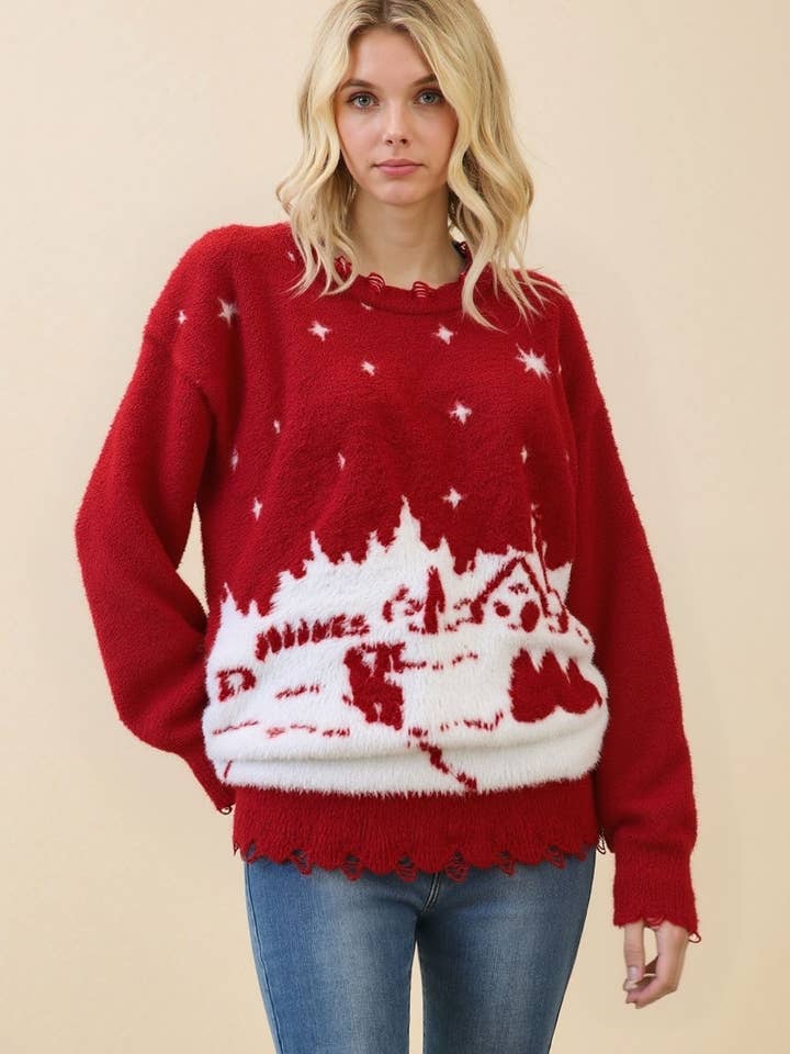 Festive Red Snow Sweater OT50870 for wholesale by GeeGee x Lovelo