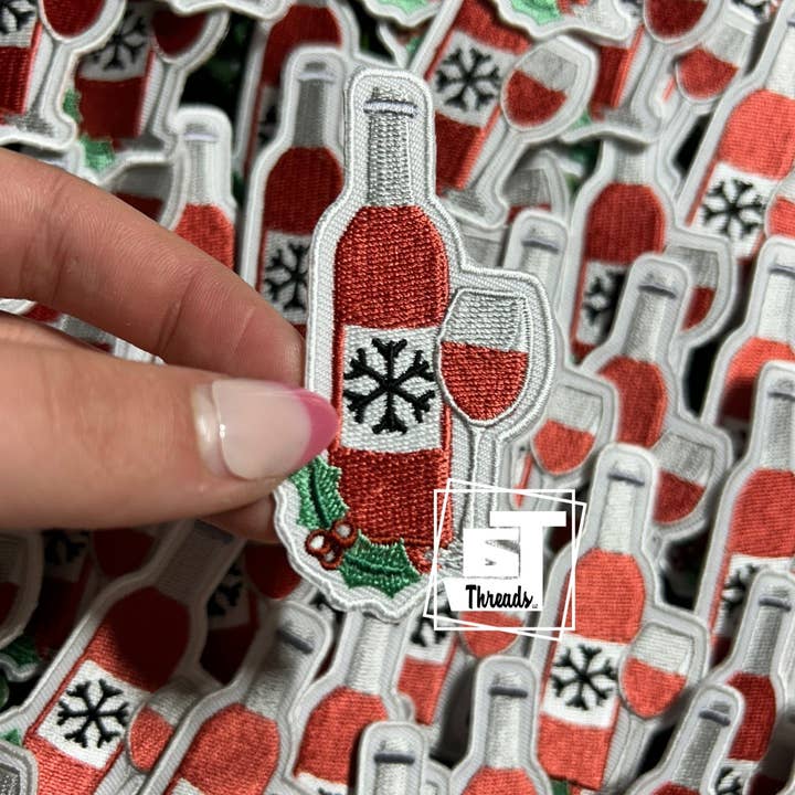 6j Threads LLC - Wholesale Patch - Christmas Wine....Cap Patches Only