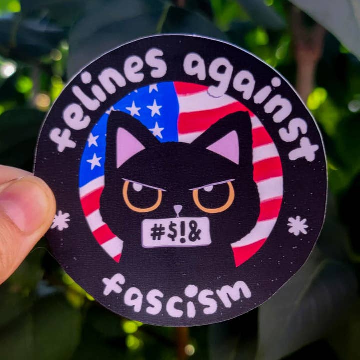 Antifascisme Zwarte Kat Sticker voor wholesale door Hyacinth Honey Designs
