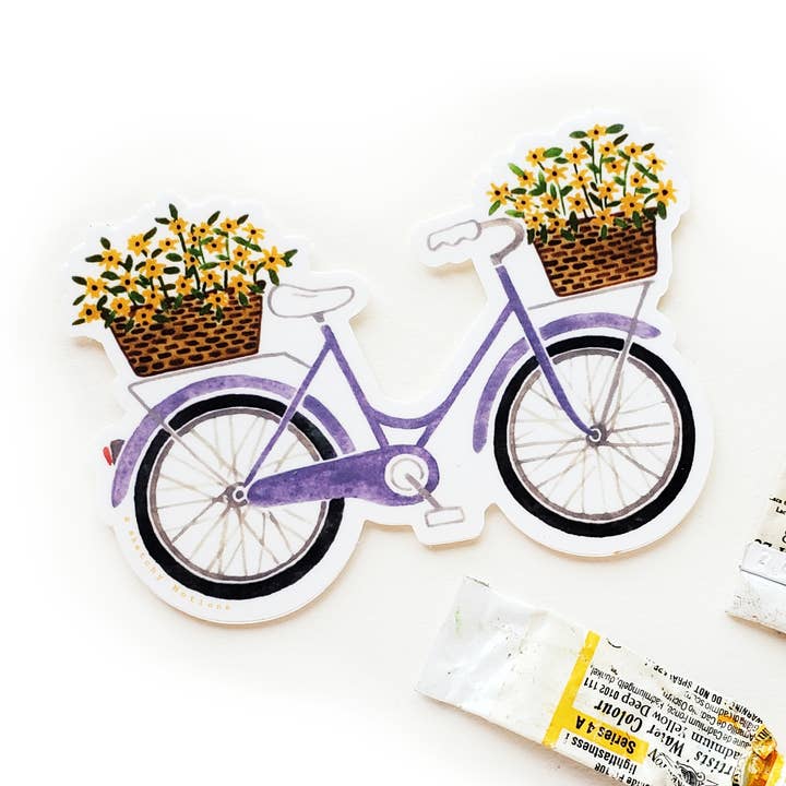 Cykelklister - Lila Cykel med Svartögd Susans för wholesale av Sketchy Notions