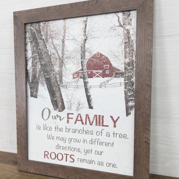 Notre famille est comme les branches d'un arbre Winter Barn Art S pour la vente par Summer Snow Art