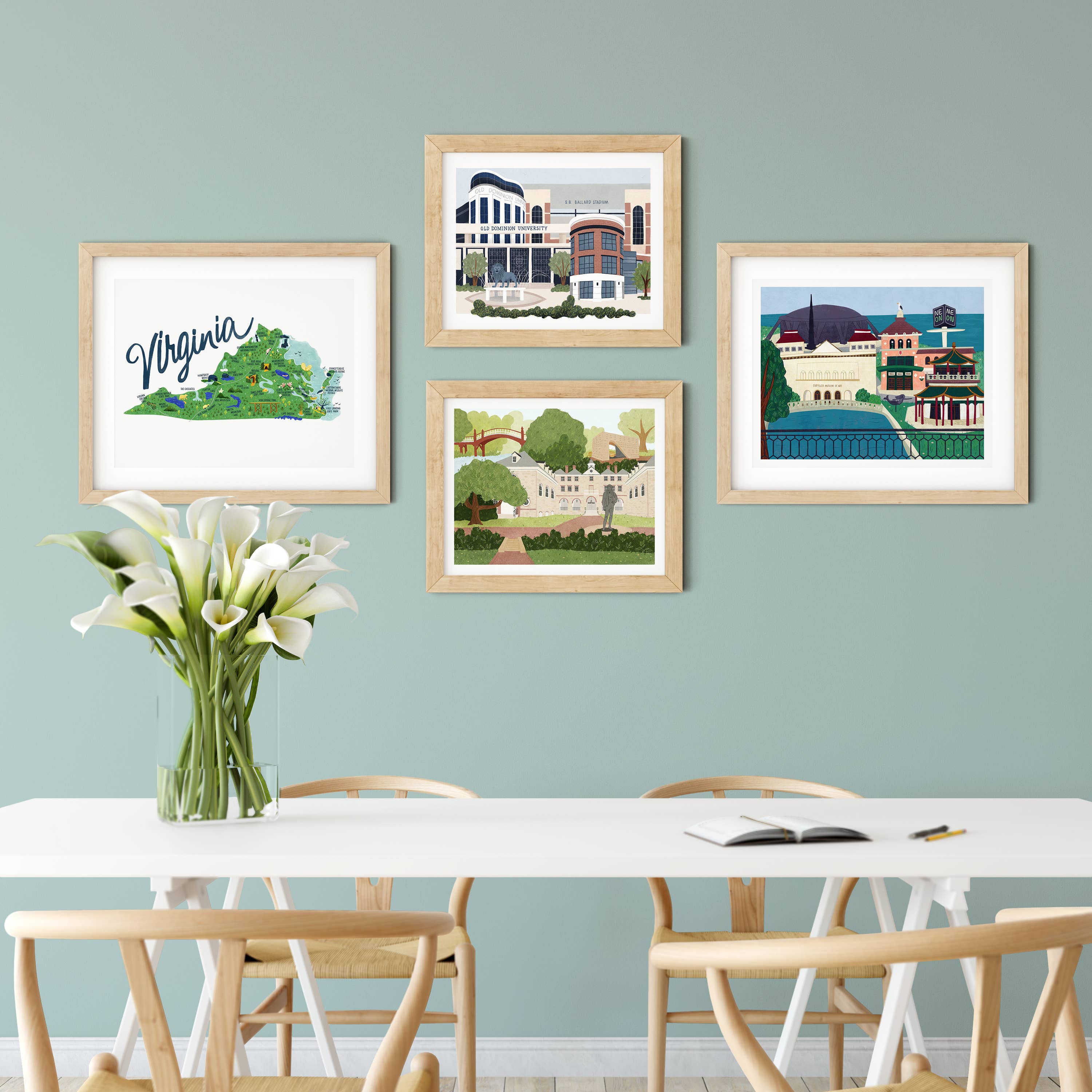 Cherilyn Colbert - Wholesale Art Print - Virginia Illustrated Map Art Print Wall Decor6