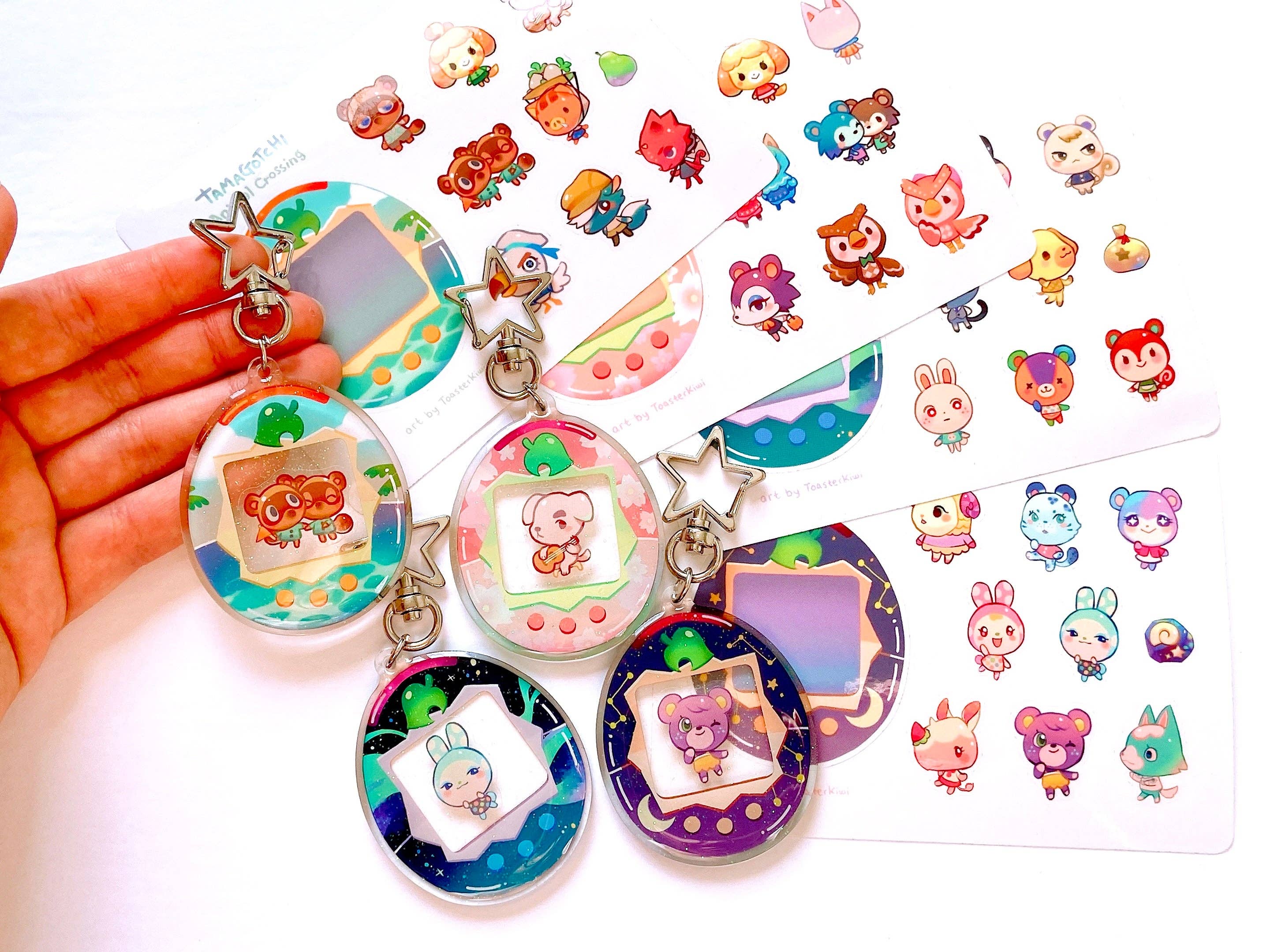 ToasterKiwi - Vente Porte-clés – femme - Ensemble Tamagotchi personnalisé « Animal Crossing »2