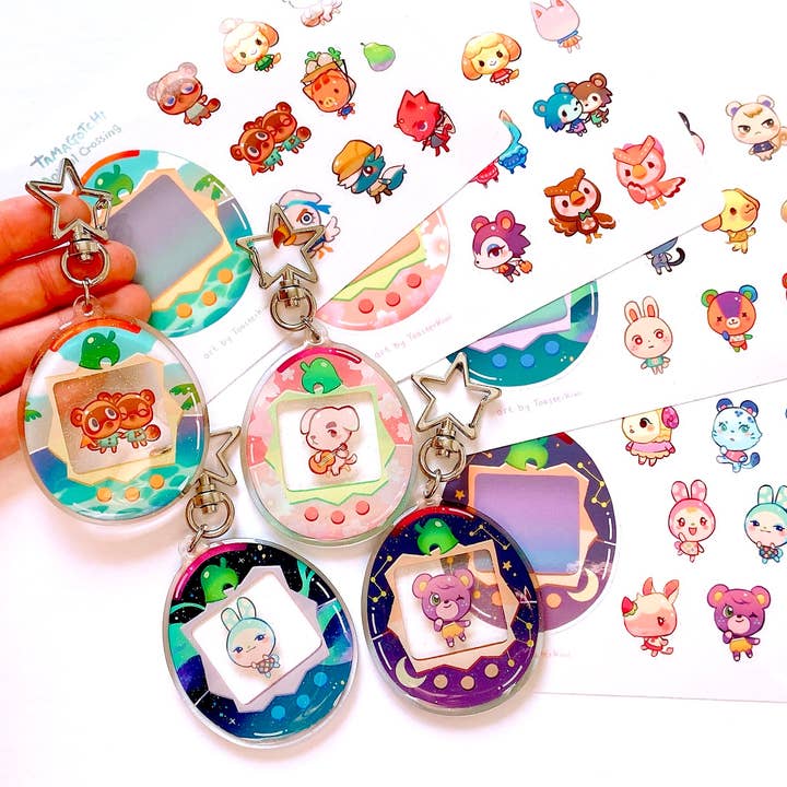 ToasterKiwi - Vente Porte-clés – femme - Ensemble Tamagotchi personnalisé « Animal Crossing »2