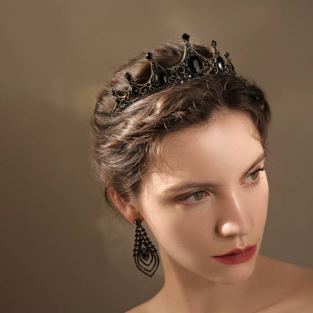 Tourtiwi - Wholesale Tiara - Women's - Obsidian Tiara Rhinestone Alloy Headdress Black Crown61