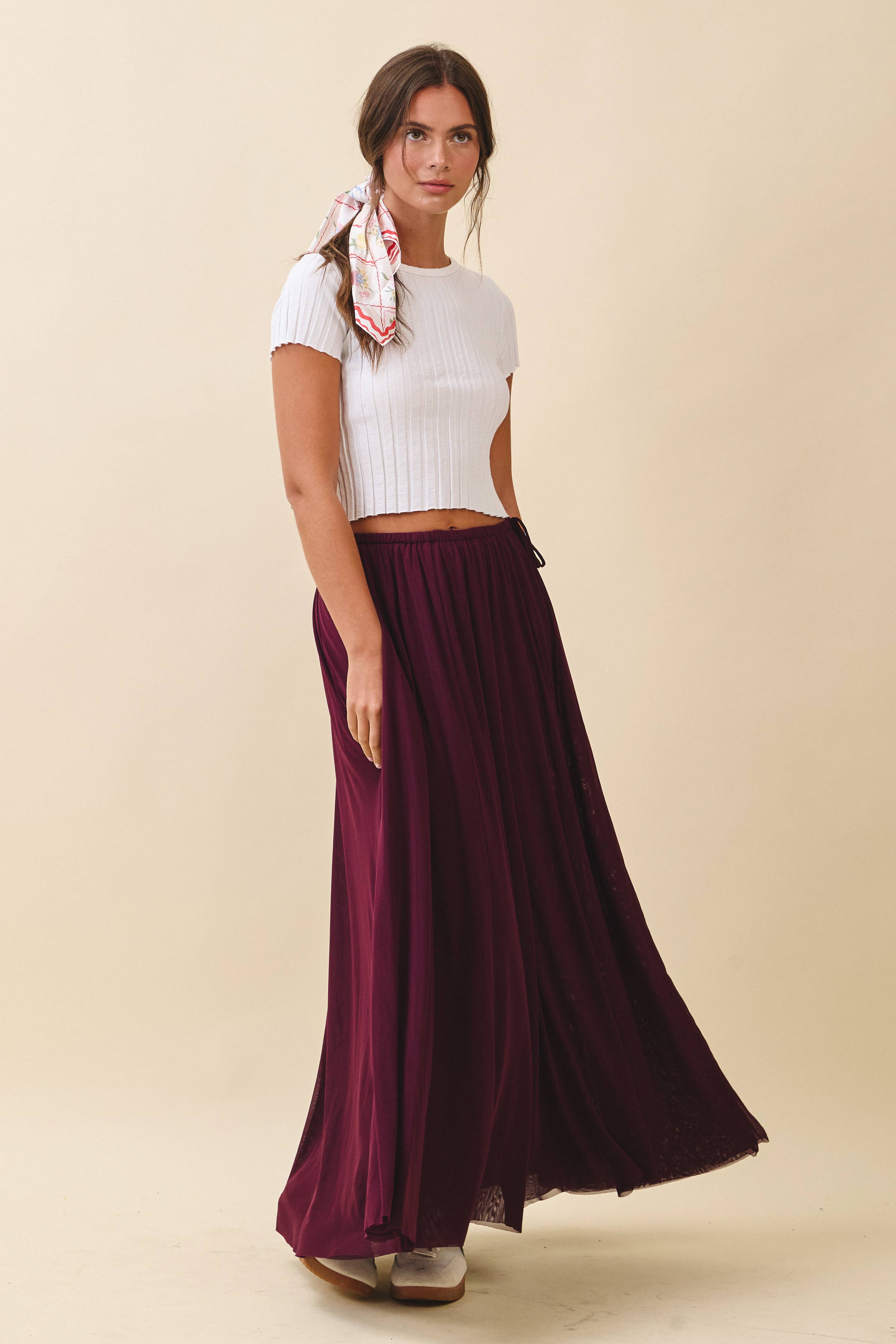 AEMI + CO - Wholesale Skirt - Women's - 7185GK Flowy Mesh Maxi Skirt7