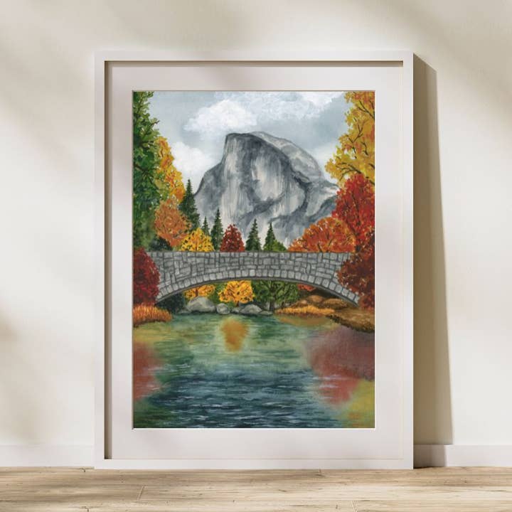 Yosemite National Park in Fall | Art Print (Half Dome) for wholesale by Kendra VanDruff Watercolors