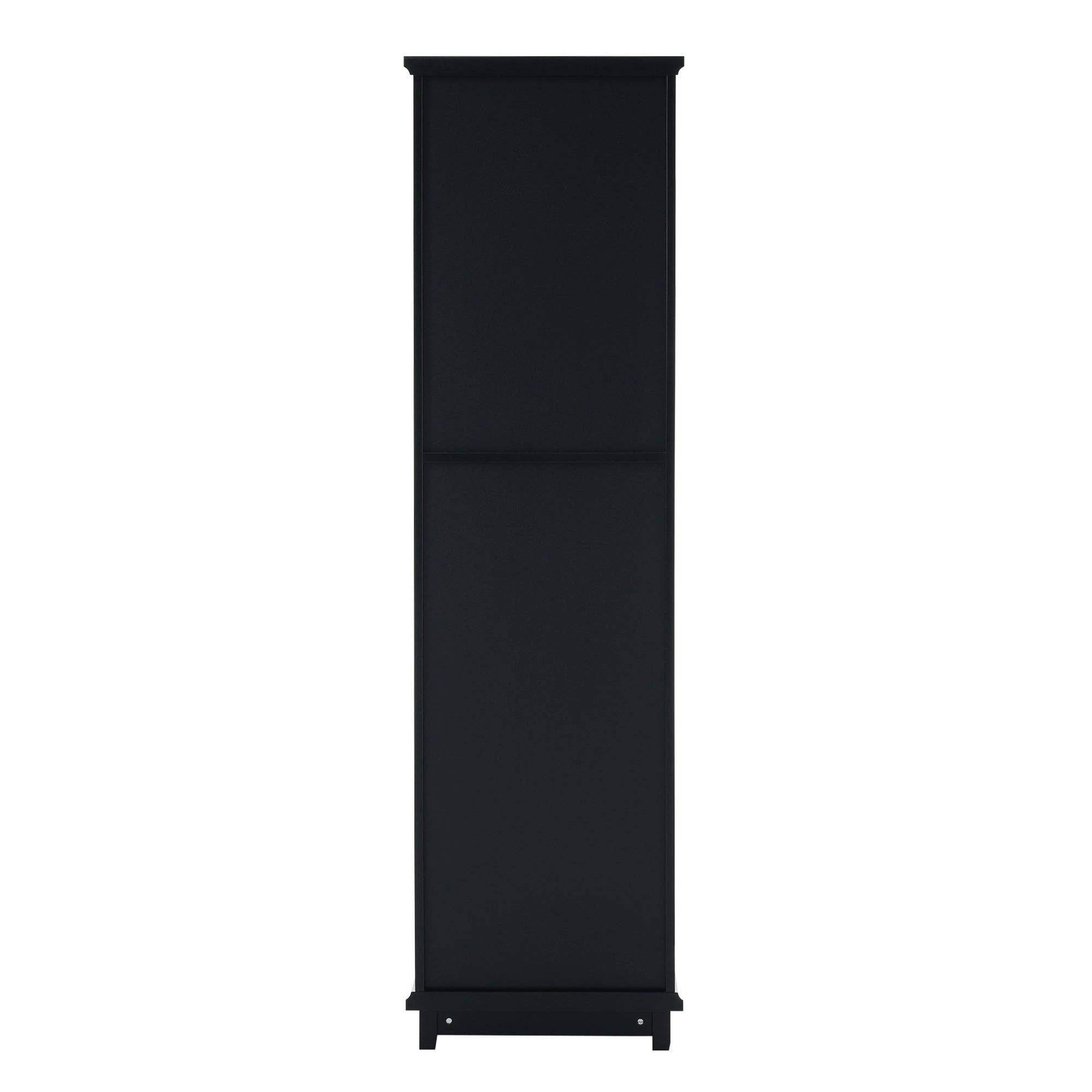Orange County Decor - Wholesale Cabinet - 63" Tall Bathroom Storage Cabinet With Glass Doors, Free Standing, Two Drawers, And Adjustable Shelves, Mdf Board, Painted Black Perfect For Displaying Your Favorite Items 2 Black 2 4 Adjustable15