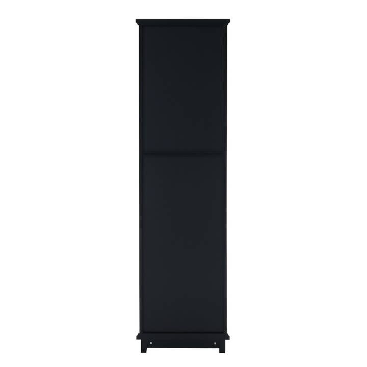 Orange County Decor - Wholesale Cabinet - 63" Tall Bathroom Storage Cabinet With Glass Doors, Free Standing, Two Drawers, And Adjustable Shelves, Mdf Board, Painted Black Perfect For Displaying Your Favorite Items 2 Black 2 4 Adjustable15
