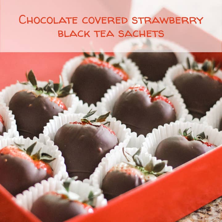 The Grateful Tea Co - Wholesale Tea Bags - Chocolate Covered Strawberries Black Tea, 15 Sachets