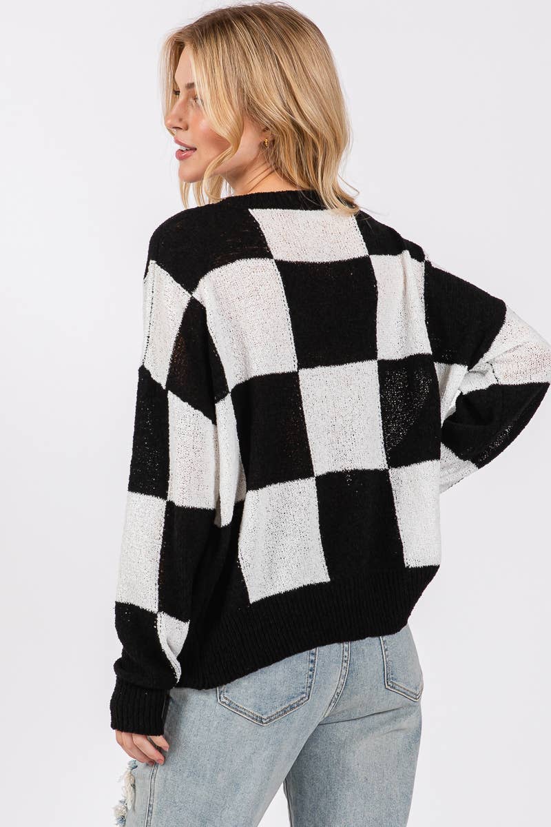 Sewn and Seen - Wholesale Knit Sweater - Women's - CHECKER SWEATER TOP 12