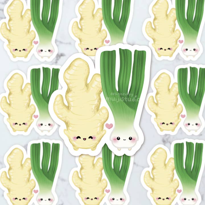 Autocollant Ginger Scallion, autocollant alimentaire, autocollant cadeau pour ami pour la vente par Muijistudio