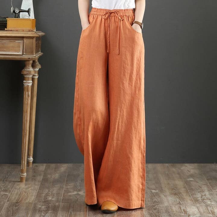 FurDecoration - Wholesale Pants - Women's - Ultra Baggy High Waist Linen Pants for Women