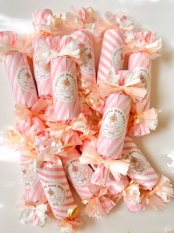 Pink Striped Deluxe Surprise Bon Bon Handmade Favor for wholesale by Party & Parlour