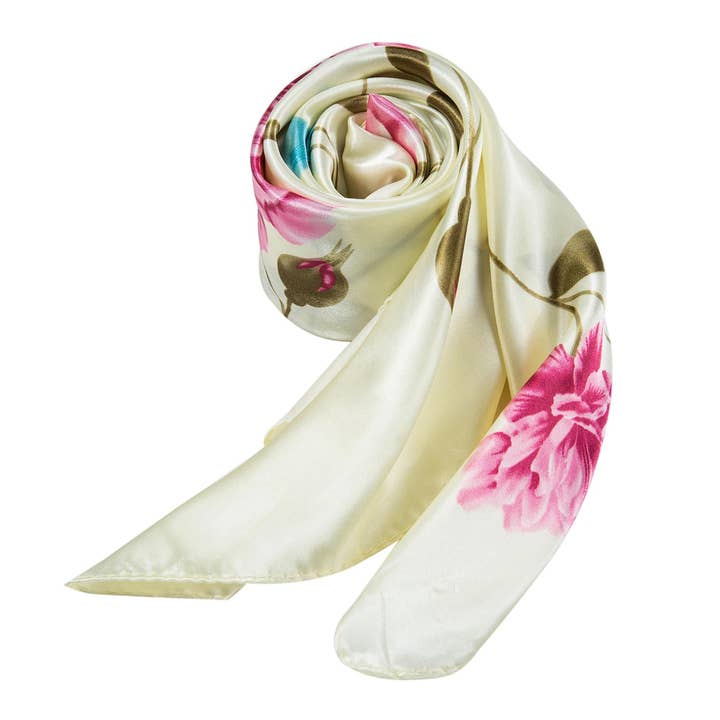 Blanc Grand carré de Soie Flora White Zoé en vente sur Faire1