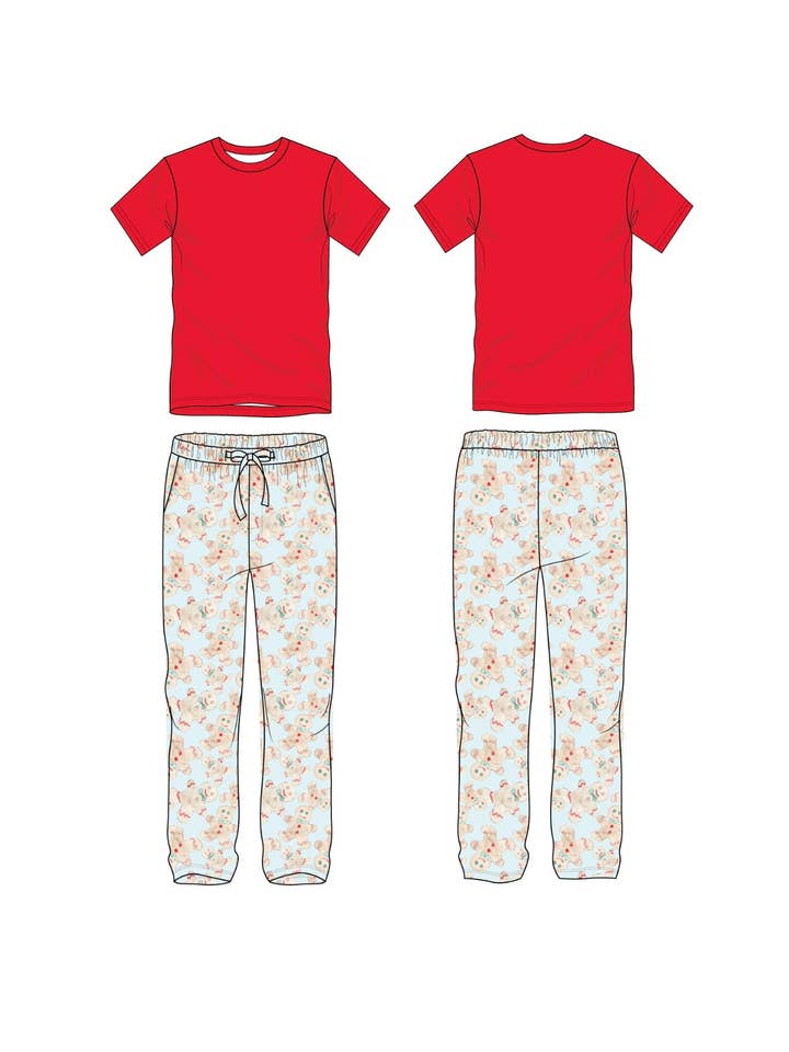 Sweet Bay Clothing - Wholesale Sleepwear Set - Men's - Blue Gingerbread Men's Two Piece Pajama Set