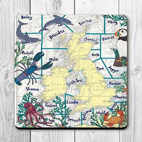 The Shipping Forecast Coaster for wholesale by Hannah Wisdom Textiles