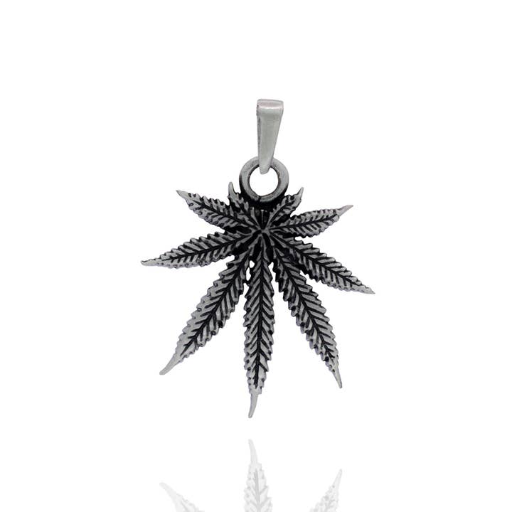 Fine Lead-Free Pewter Pendant - Pot Leaf for wholesale by Nirvana LLC