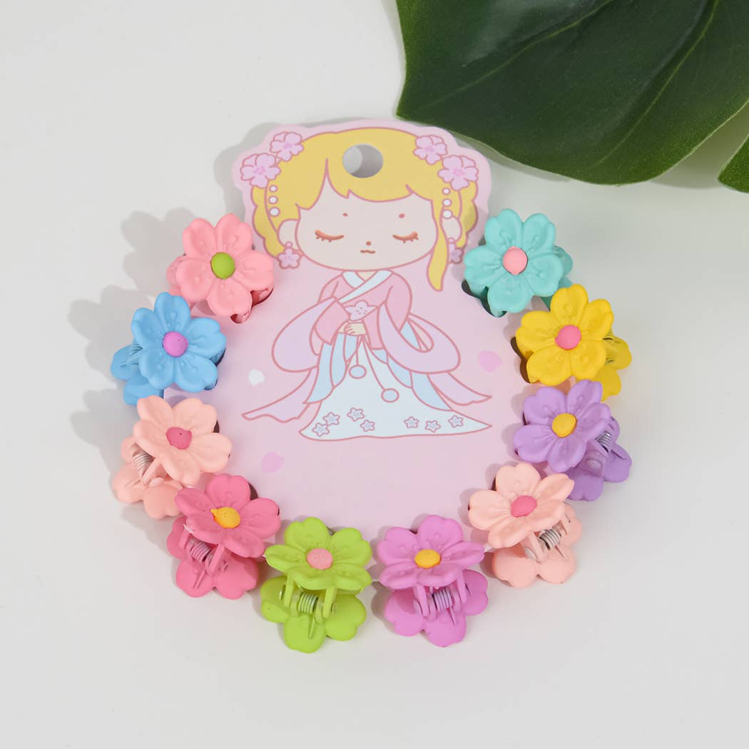 SoapElenGlen - Wholesale Hair Clip - Kids - Set Of 10 Small Multicolor Flower Hair Clips0