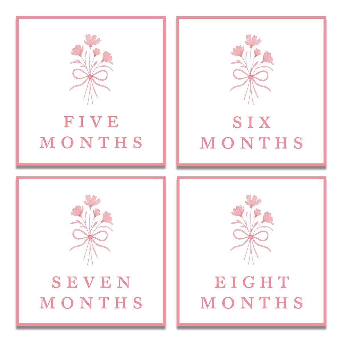 Lilypad Design Co. - Wholesale Milestone Art/Keepsake - Kids & Baby - Pink Bouquet Milestone Cards1