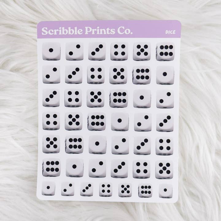 Dice – Deco // Matte Journal Stickers for wholesale by Scribble Prints Co.