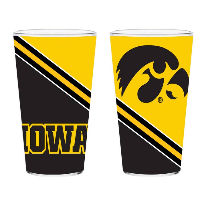 Indigo Falls - Wholesale Beer Glass/Mug - 16oz Iowa Hawkeyes Stripe Pint Glass2
