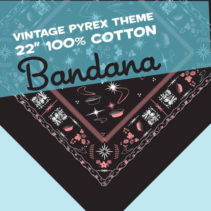 ModMoxGoods - Wholesale Bandana - Women's - BANDANA retro Pyrex BLACK 22" 100% Cotton vintage theme