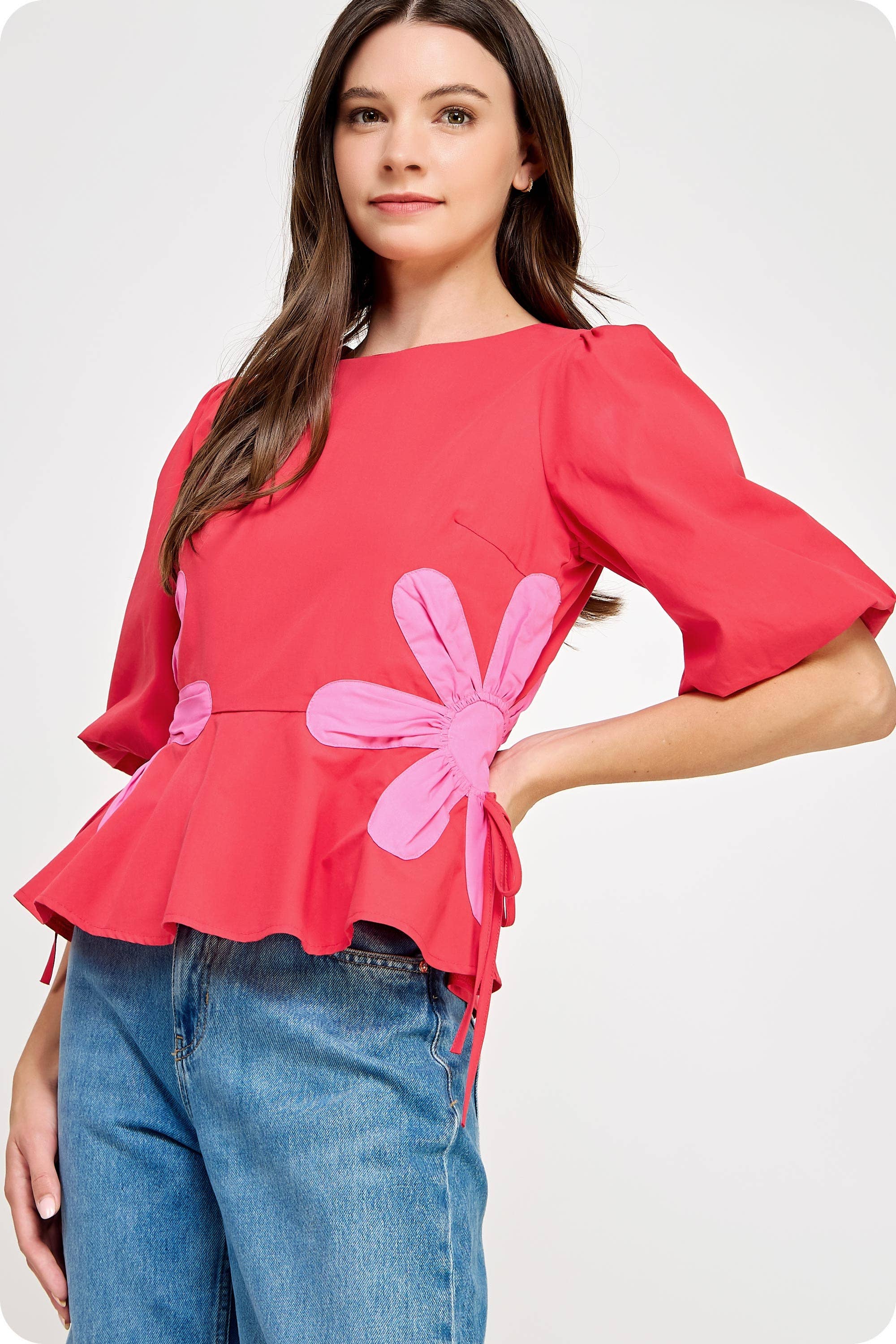 Strut & Bolt - Wholesale Blouse - Women's - Flower Color-Block Poplin Top16