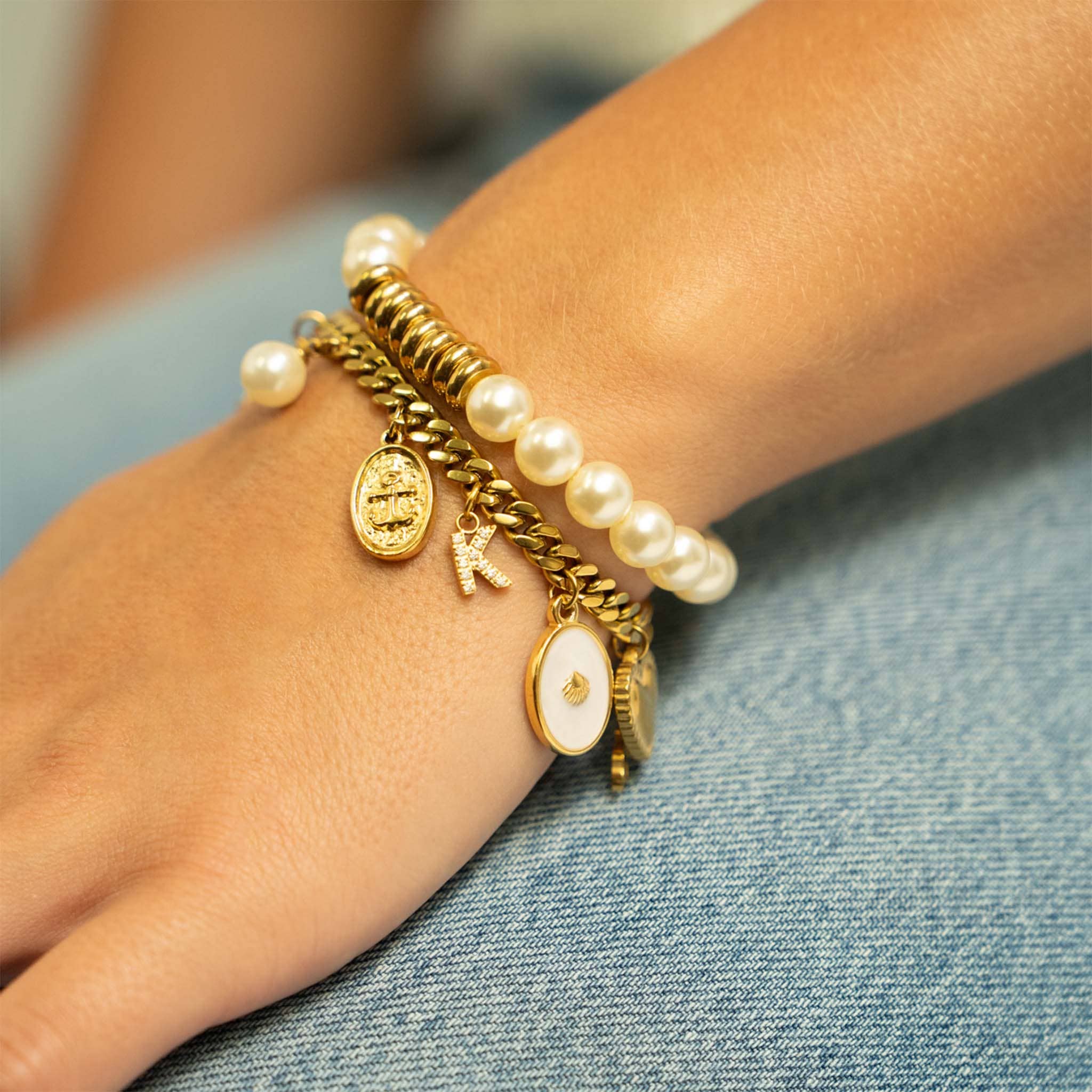 WJW - Wholesale Individual Charm/Pendant - 18K Gold PVD Stainless Steel White Enamel Charm with Shell1