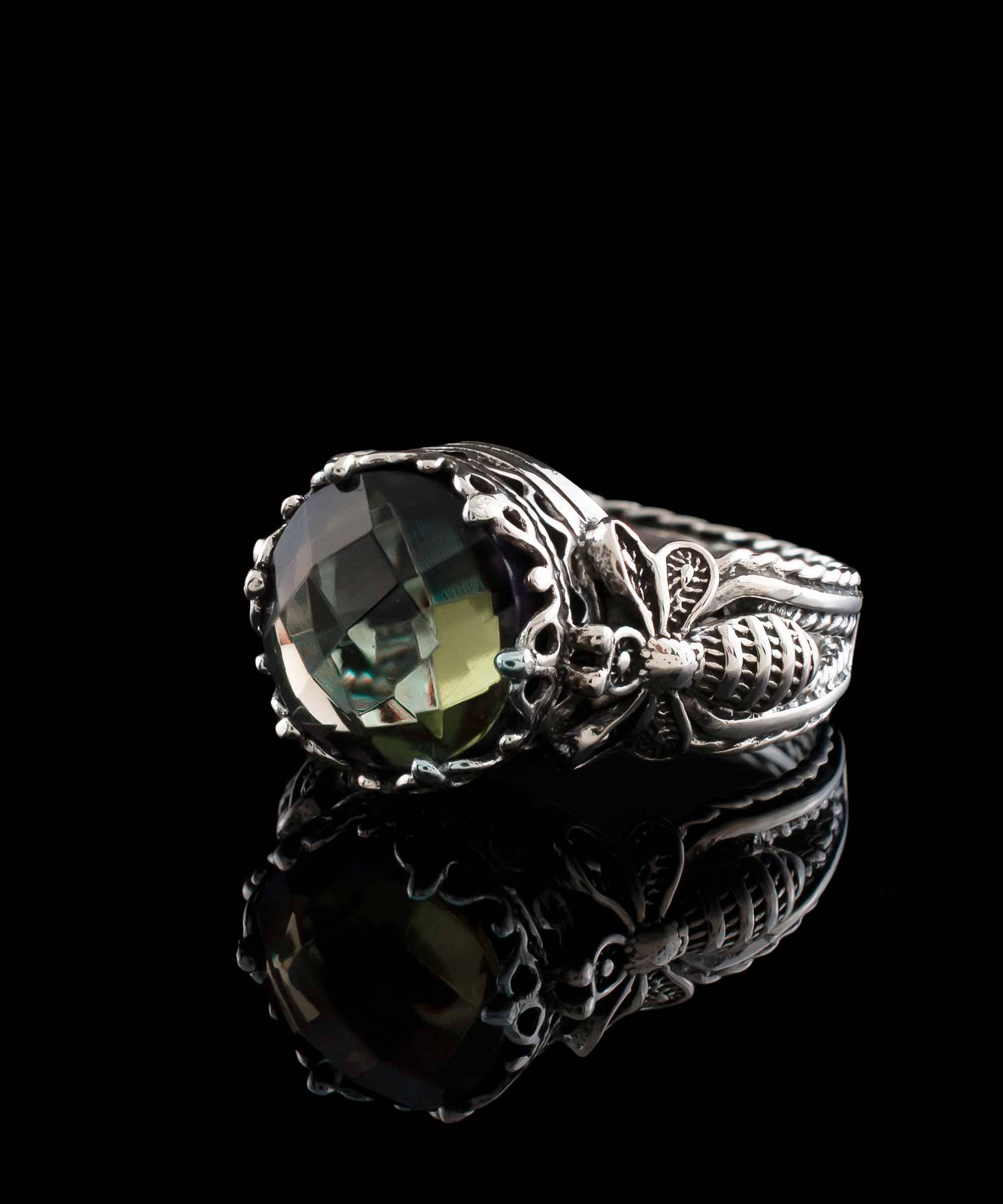 Filigranist Jewelry - Wholesale Cocktail/Statement Ring - Art Bee Detailed Alexandrite Women Silver Ring1