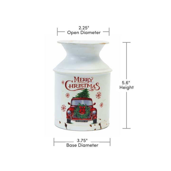 Jacobson - Wholesale Christmas Decoration - 5.6"H "Merry Christmas" Metal Milk Jug with Truck1