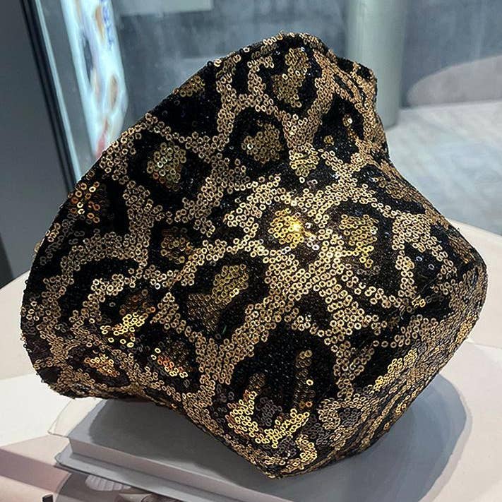 MKS America - Wholesale Bucket Hat - Women's - Leopard Sequin Fisherman Bucket Hat5