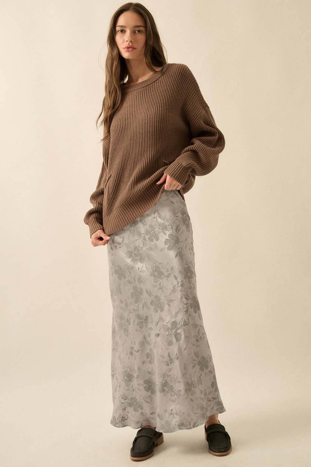 Promesa USA - Wholesale Skirt - Women's - Floral-Print Bias-Cut Satin Maxi Skirt11