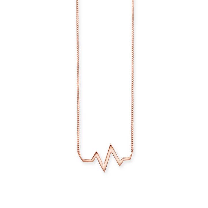 925 sterling silver rose gold-plated heartbeat necklace for wholesale by caï