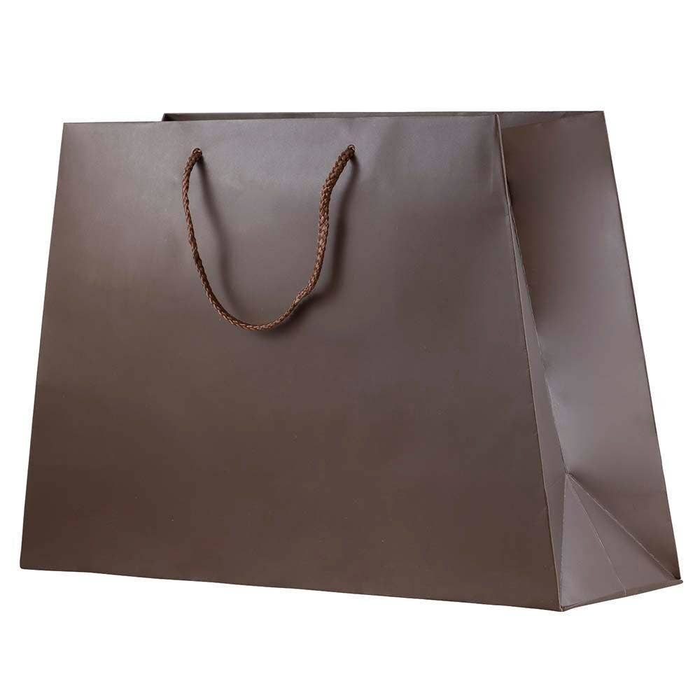 JAM PAPER - Wholesale Gift Bag - Trapezoid Gift Bags, Rope Handles, 12x5x11, Brown, 1PK2