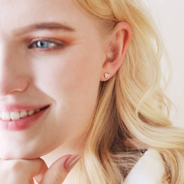 Lisa Angel - Wholesale Stud/Post Earrings - Tiny Crystal Heart Stud Earrings1