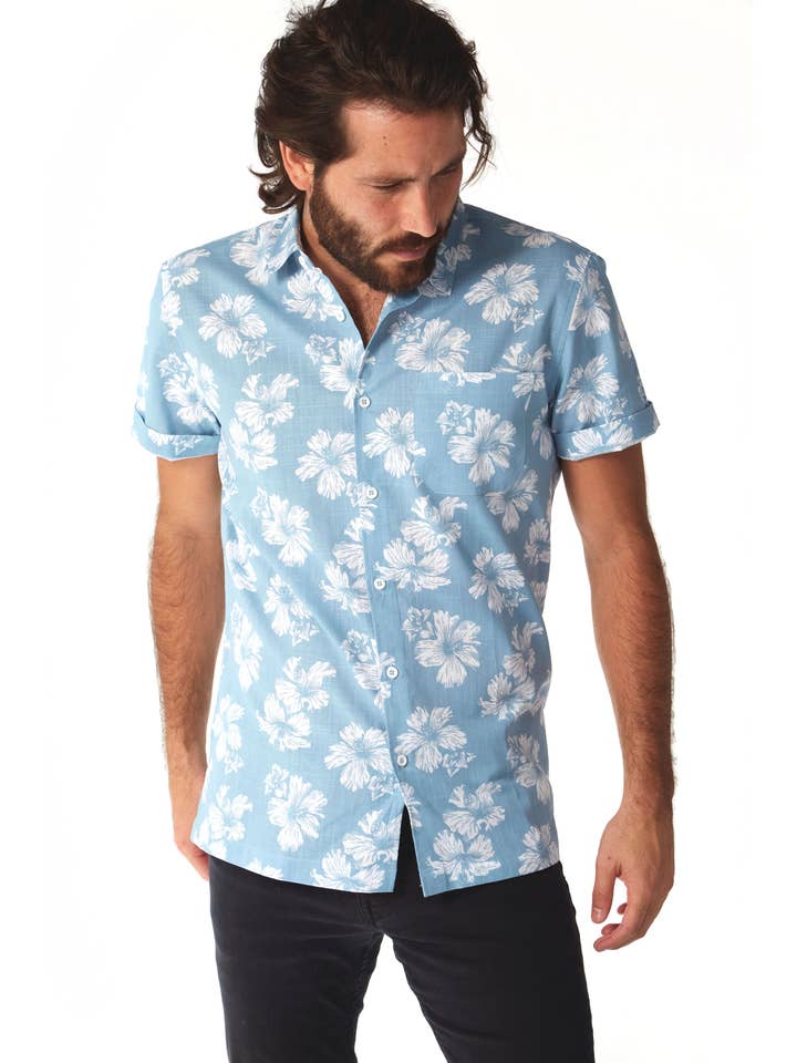 Blue Spencer Floral Shirt for wholesale on Faire0