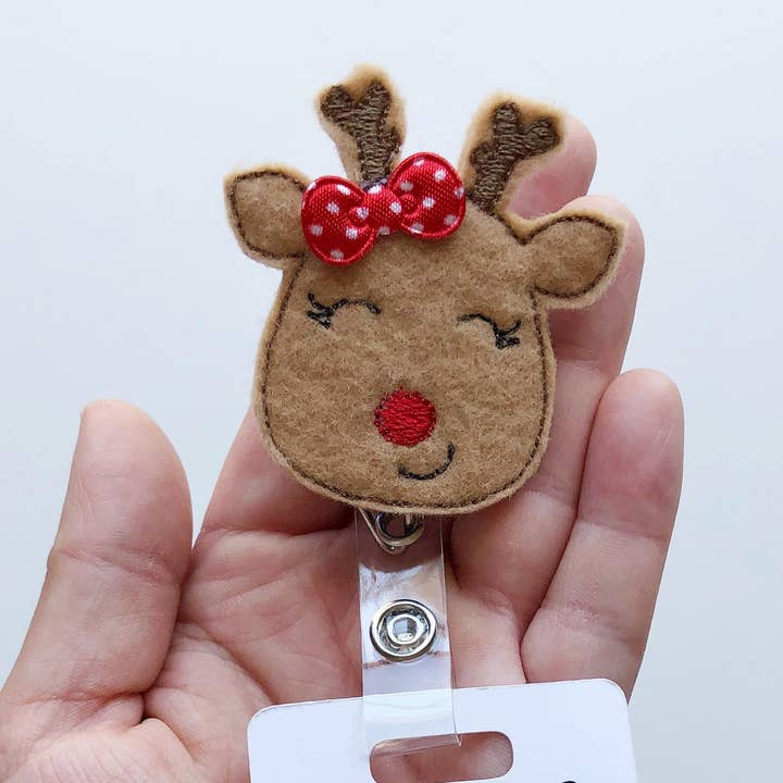 Amanda Rose Thread Co - Wholesale Badge Accessory - Women's - Christmas Reindeer Badge Reel – Spread Seasonal Joy at Work3