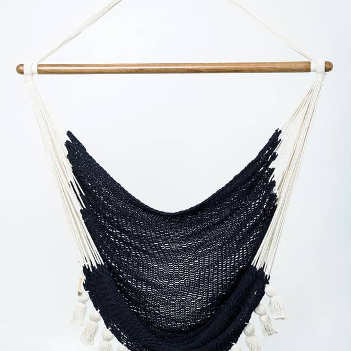 Boho svart bomullshängmatta gunga med tofsar för wholesale av Artissanos