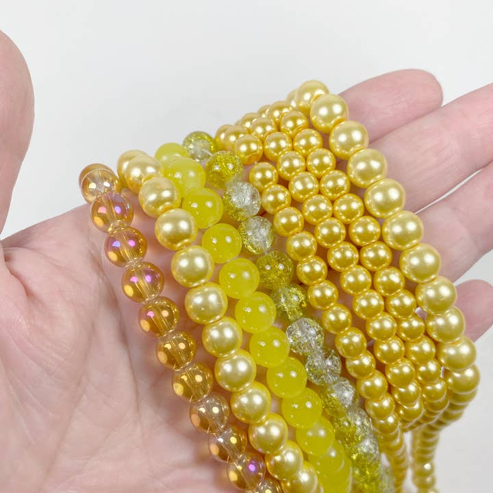 Perles de verre jaune Perles de verre Mélange en vrac 1 lb Fabrication de bijoux pour la vente par Fiona Accessories